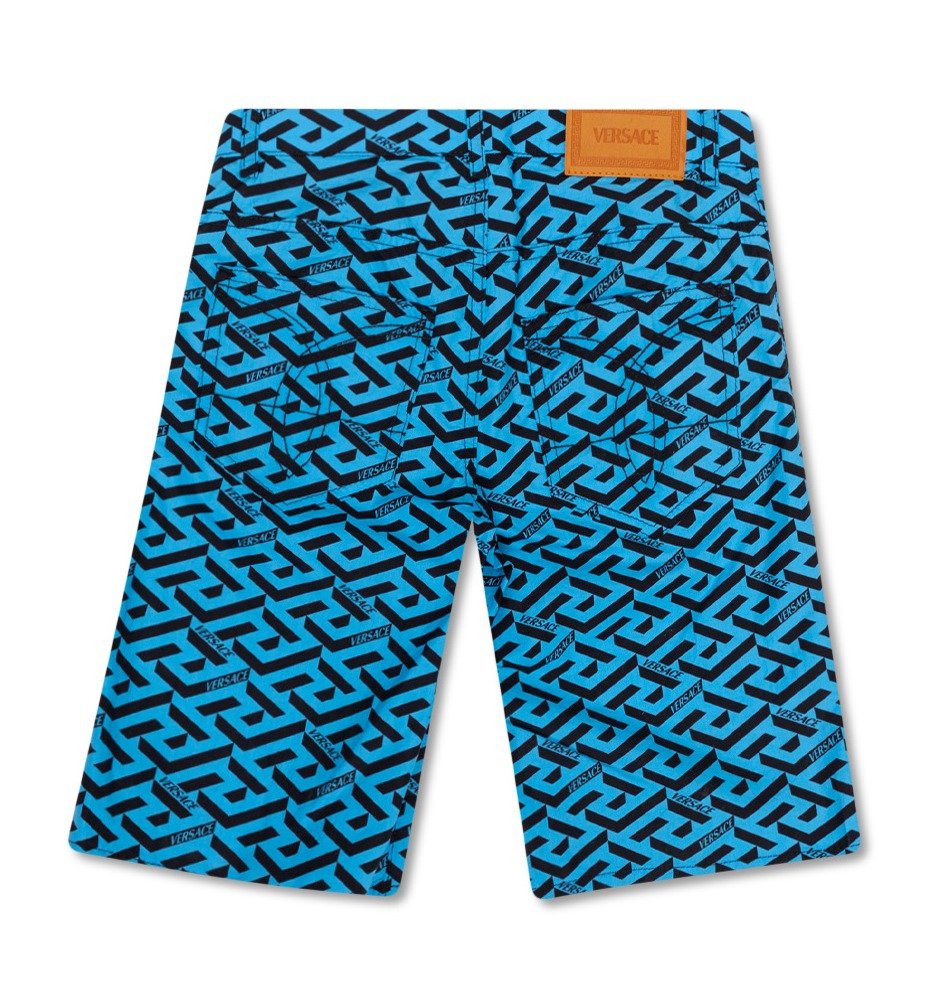 Versace Kids La Greca Logo Patch Shorts
