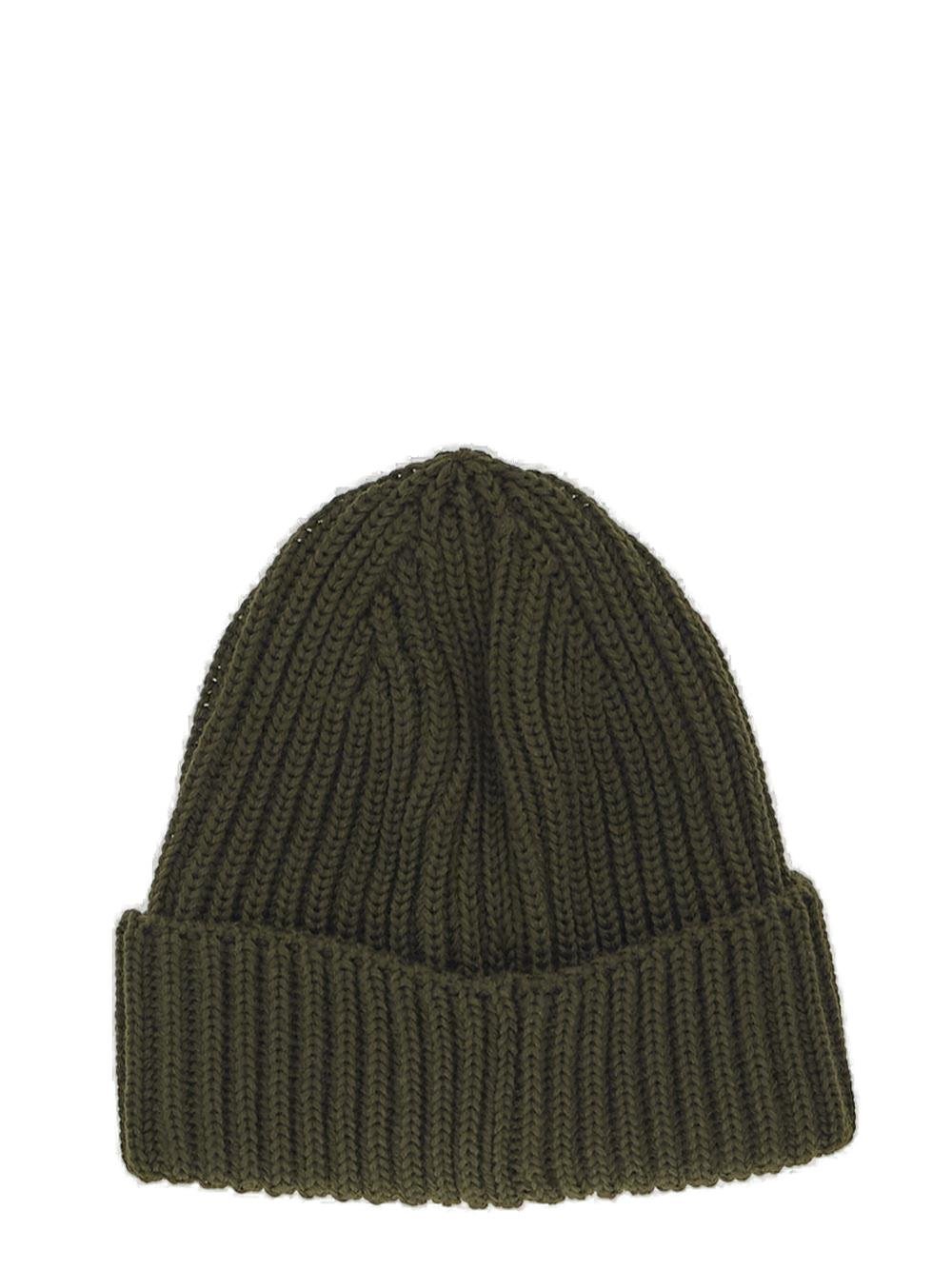 C.P. Company Kids Logo Detailed Ribbed Knit Beanie
