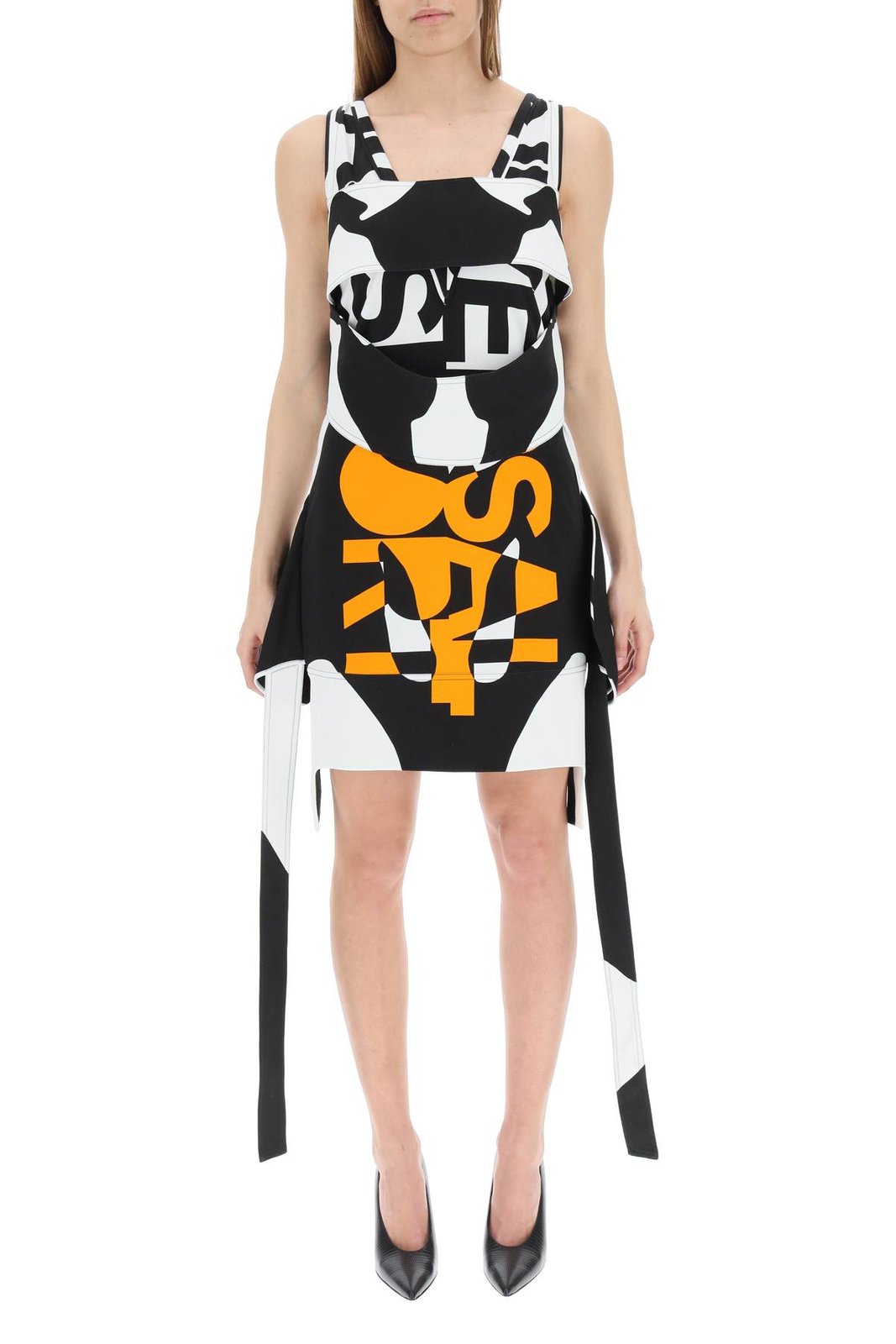 Burberry Sleeveless Slogan Print Mini Dress