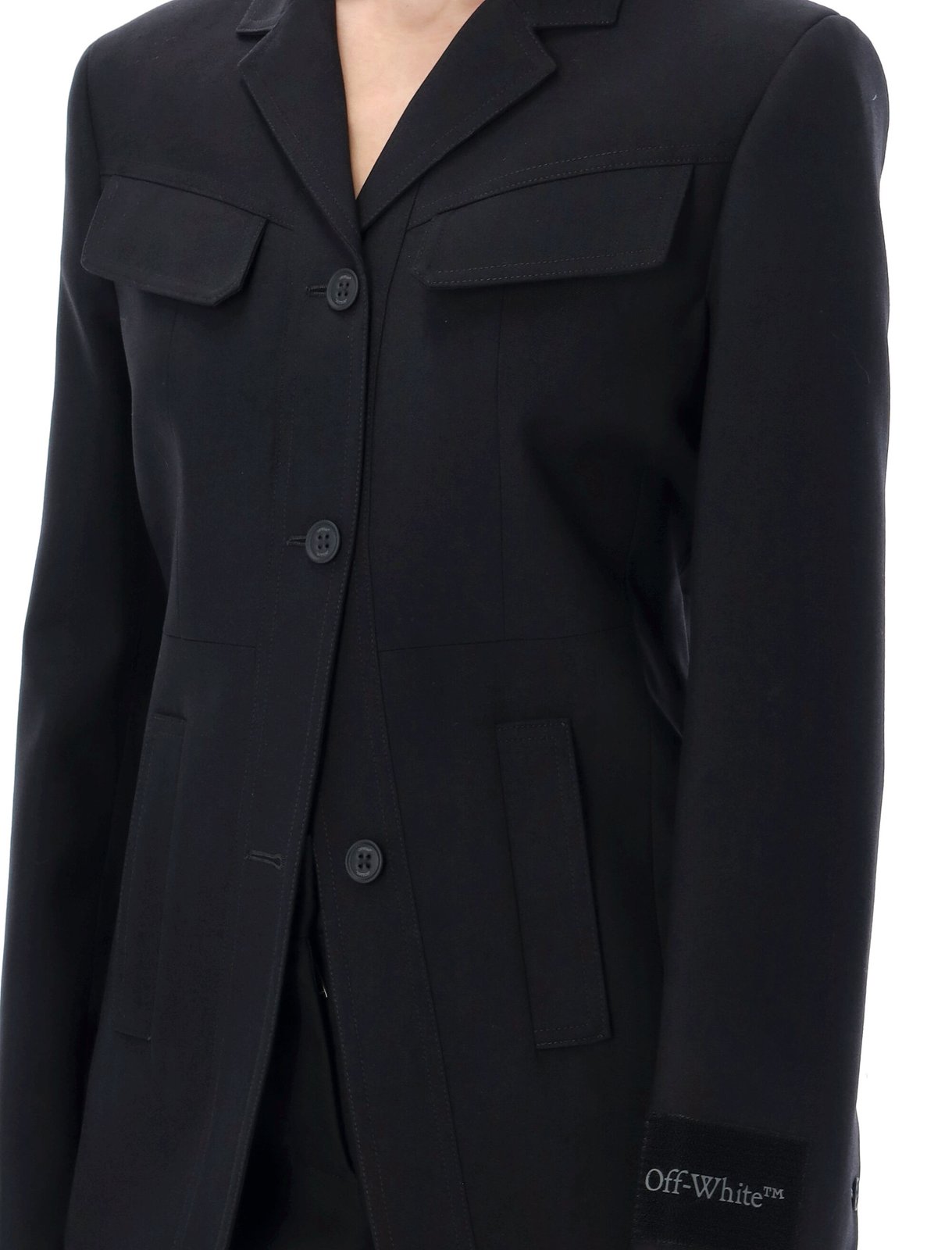 Off-White Single-Breasted Long-Sleeved Jacket