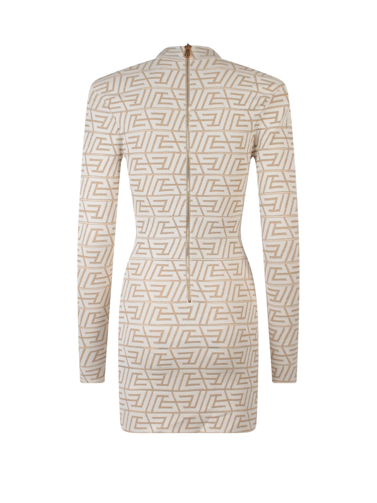 Balmain V-Neck Monogram Knitted Dress