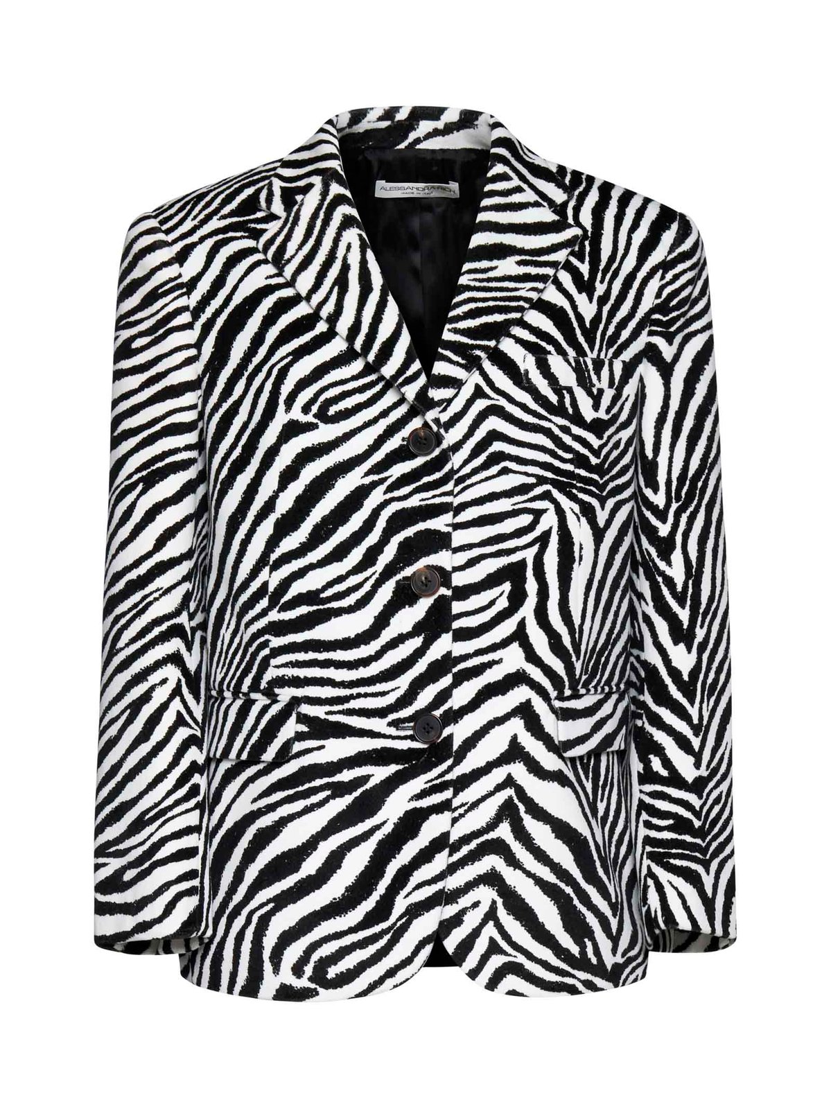 Alessandra Rich Zebra-Printed Single-Breasted Tailored Blazer