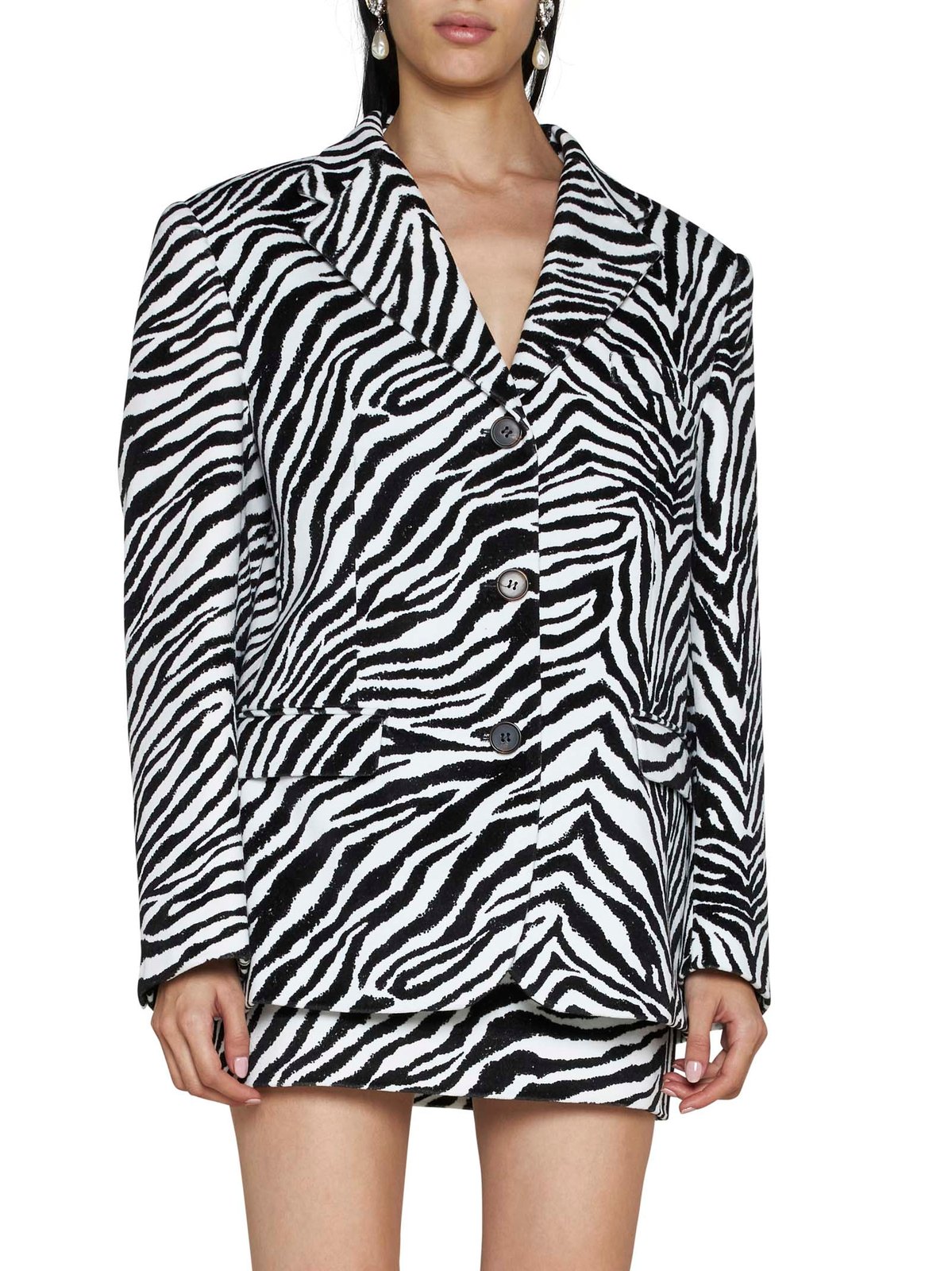 Alessandra Rich Zebra-Printed Single-Breasted Tailored Blazer