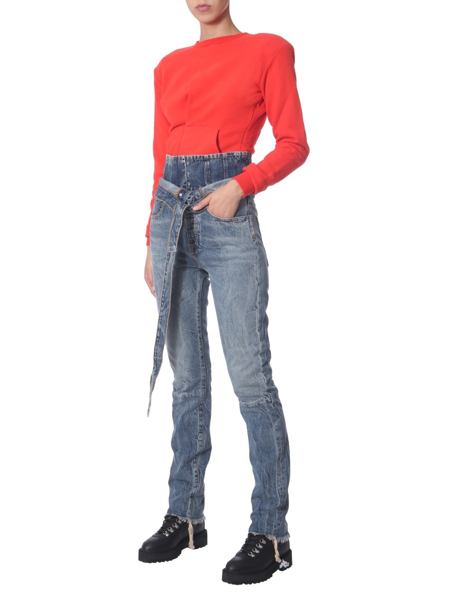 Unravel Project Rundhals-Sweatshirt mit geripptem Saum