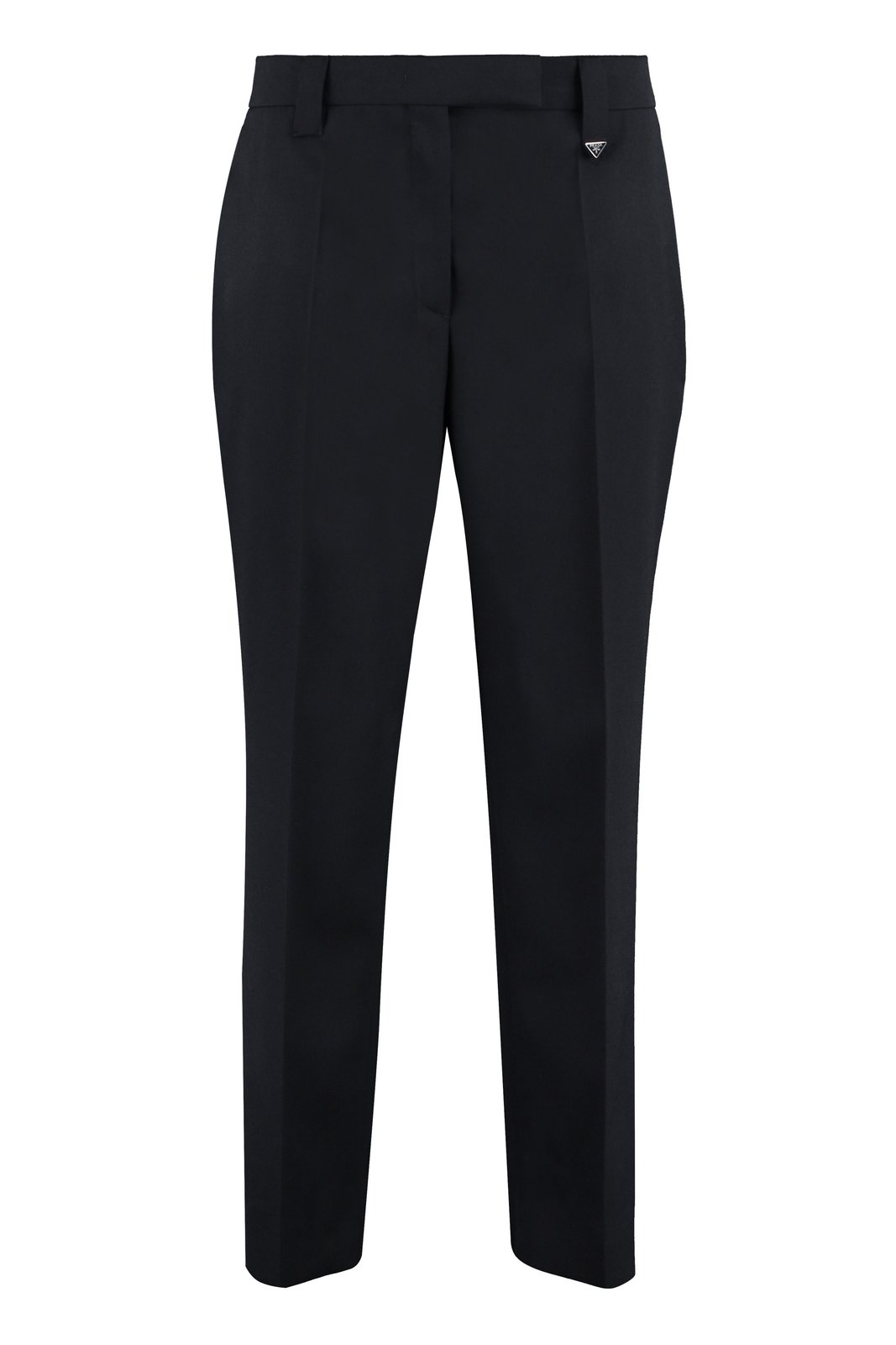 Prada Logo-Plaque Cropped Tailored Trousers