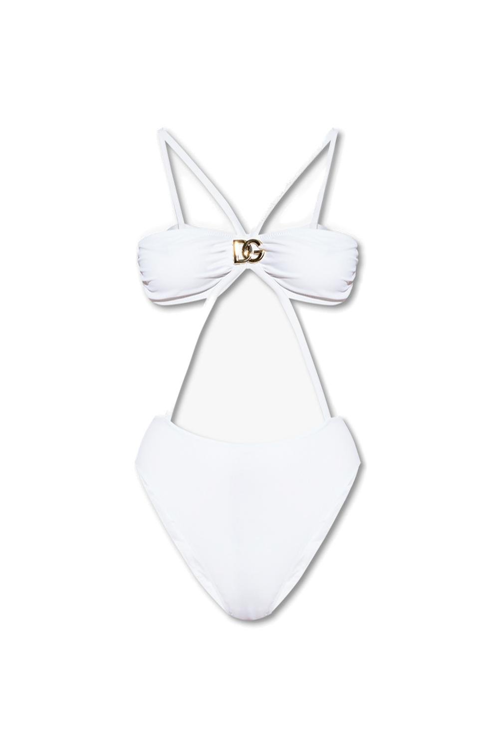 Dolce & Gabbana Logo Plaque Cut-Out Swimsuit