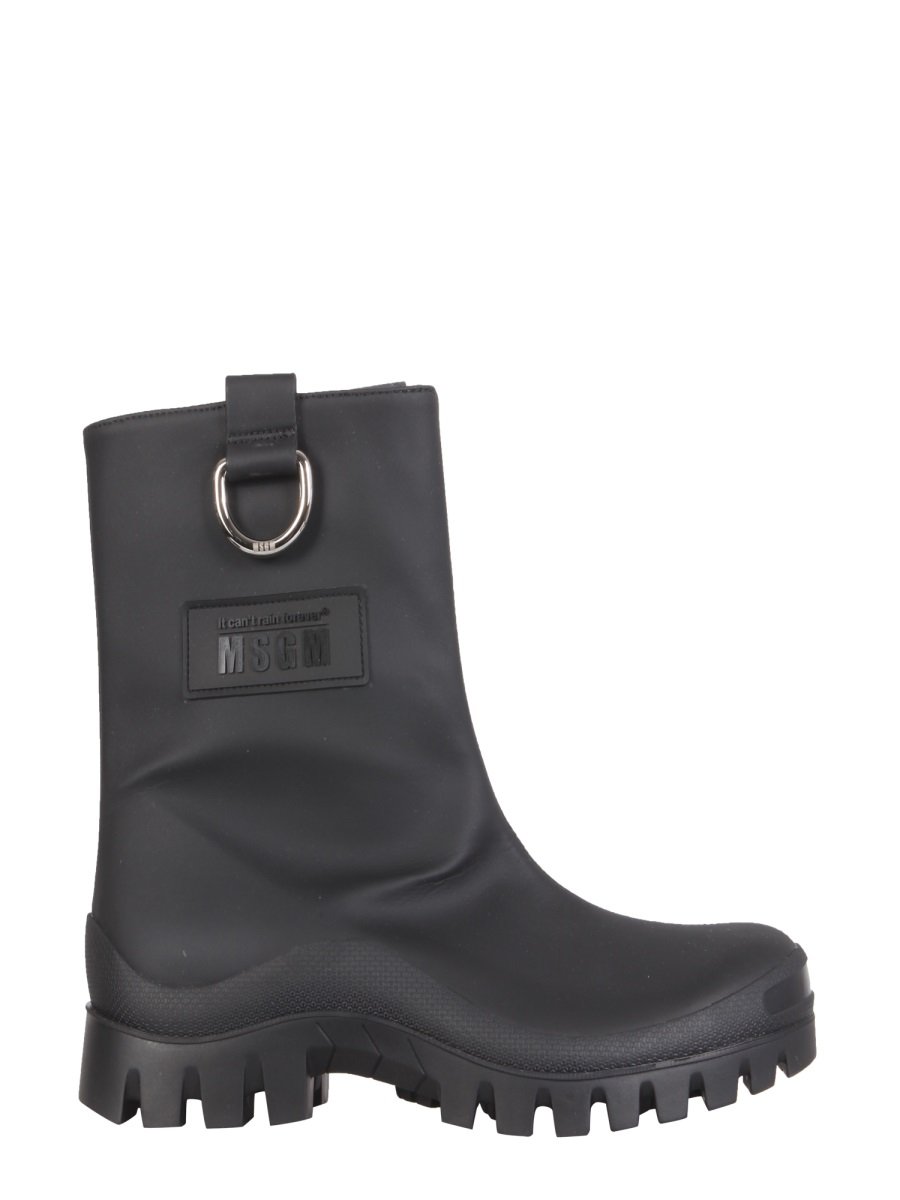 MSGM Logo Embossed Slip-On Ankle Boots