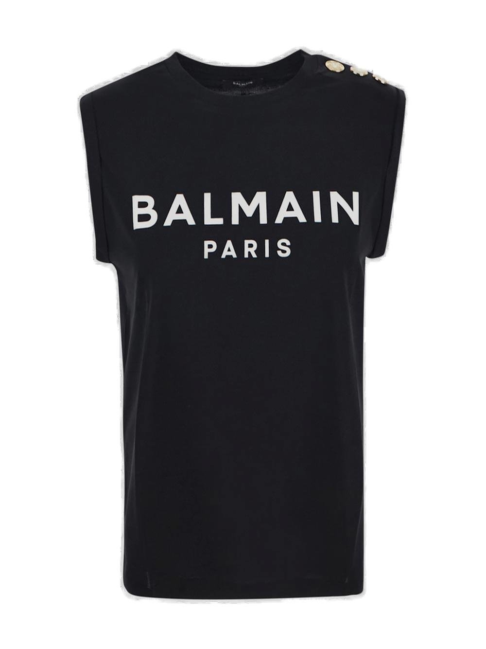 Balmain Logo Printed Sleeveless Tank Top 1 Balmain Logo Printed Sleeveless Tank Top