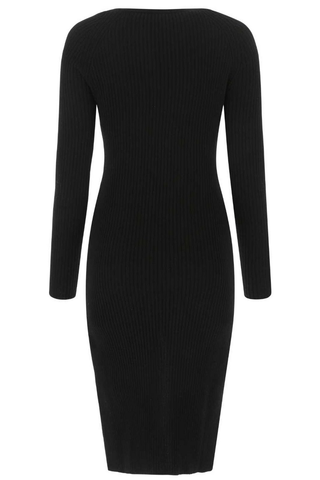 Blumarine Buttoned V-Neck Knit Midi Dress