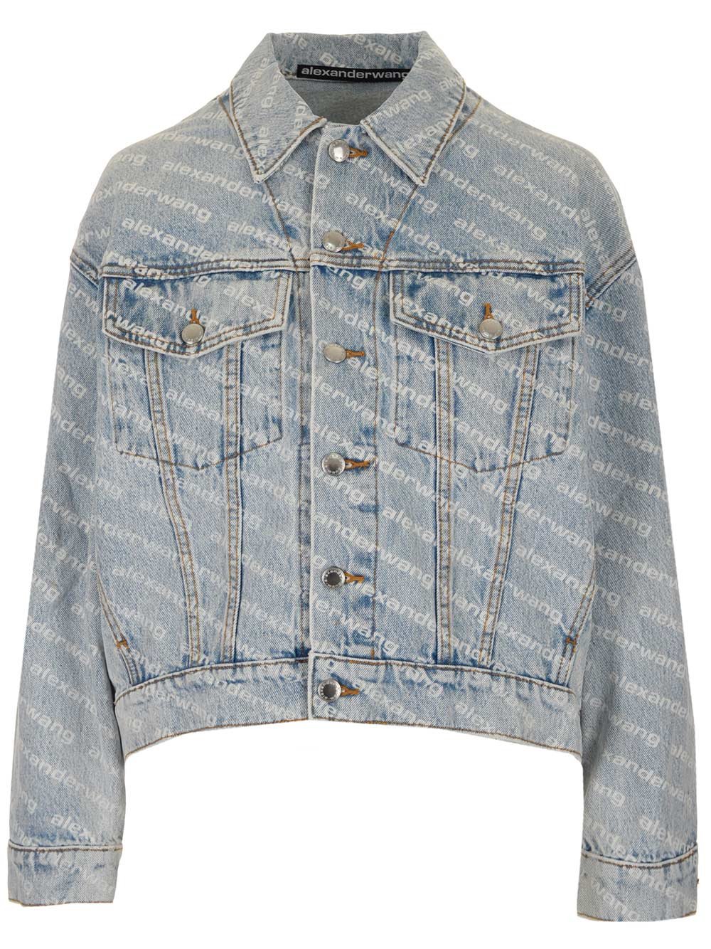 Alexander Wang Allover Logo Printed Denim Jacket
