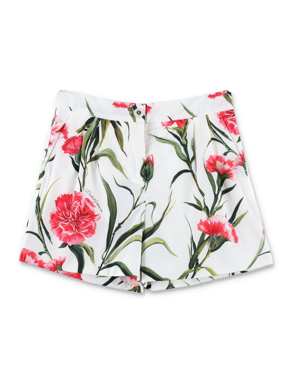 Dolce & Gabbana Kids Floral Printed Button Detailed Shorts