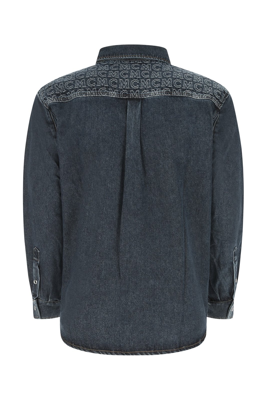MCM Monogrammed Jacquard Detailed Denim Shirt
