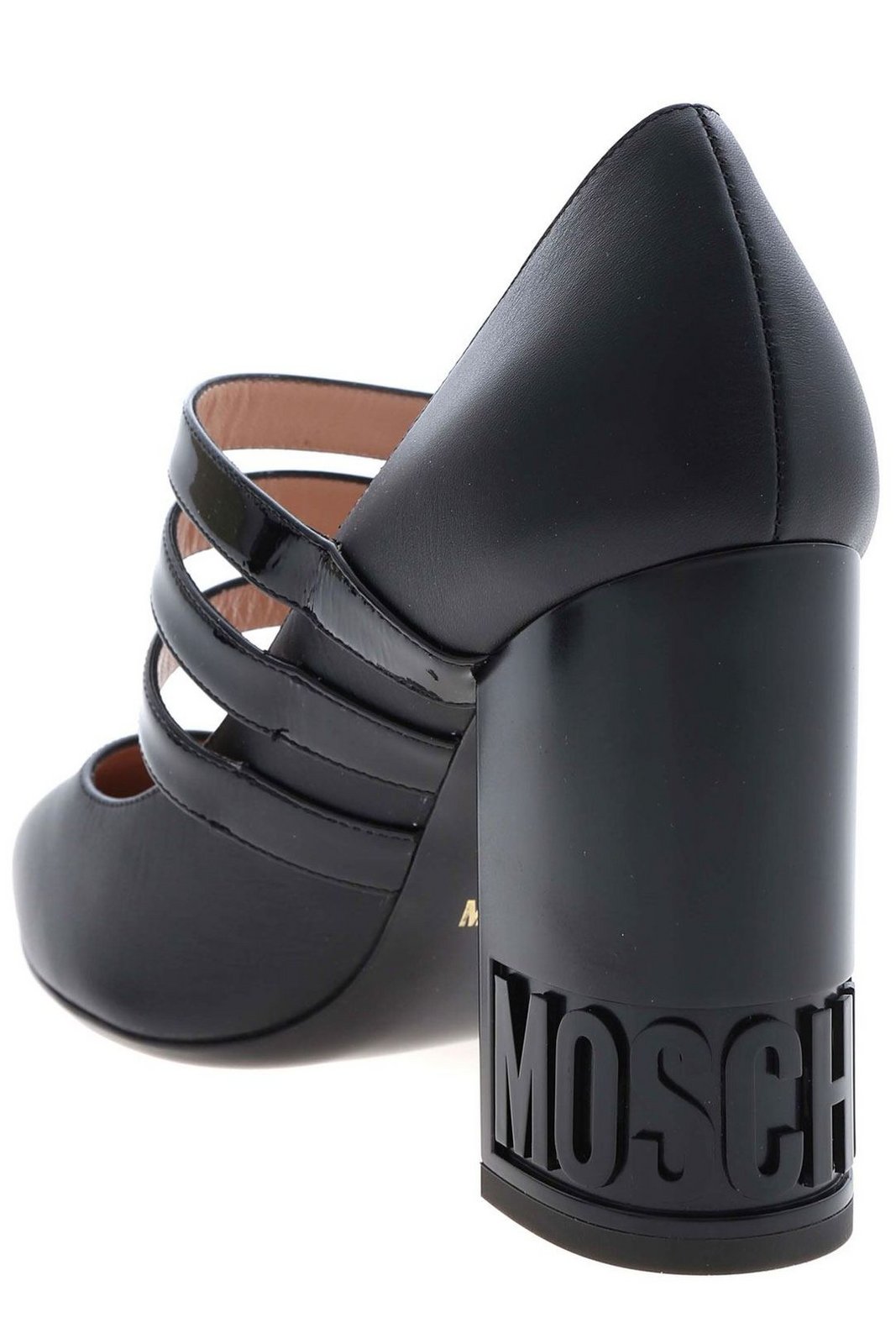 Moschino Logo Embossed Pointed-Toe Pumps
