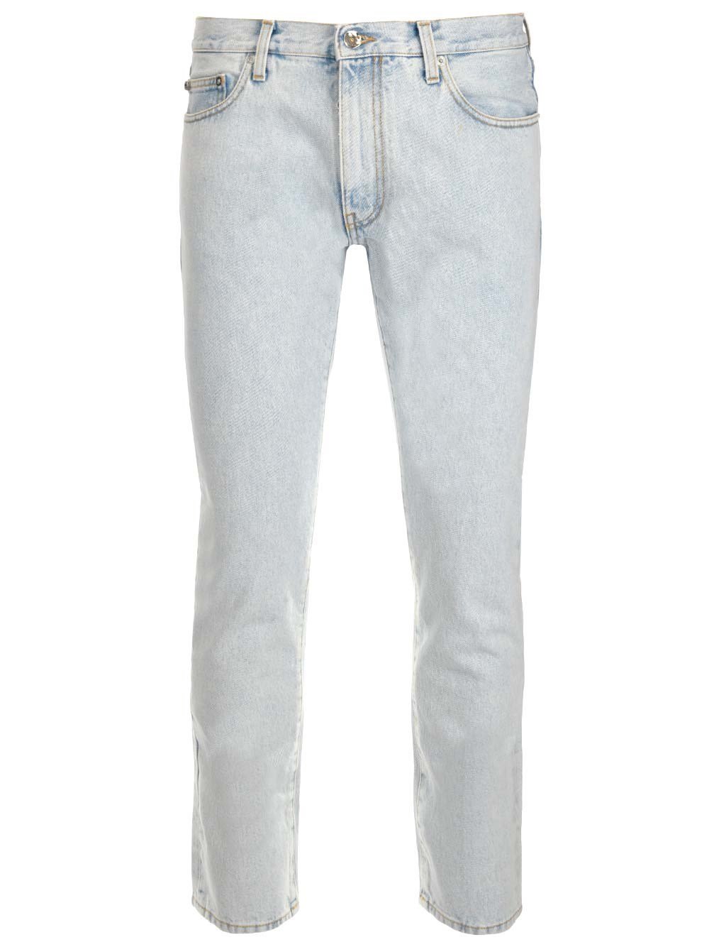 Off-White Diag-Stripe Printed Slim-Fit Jeans