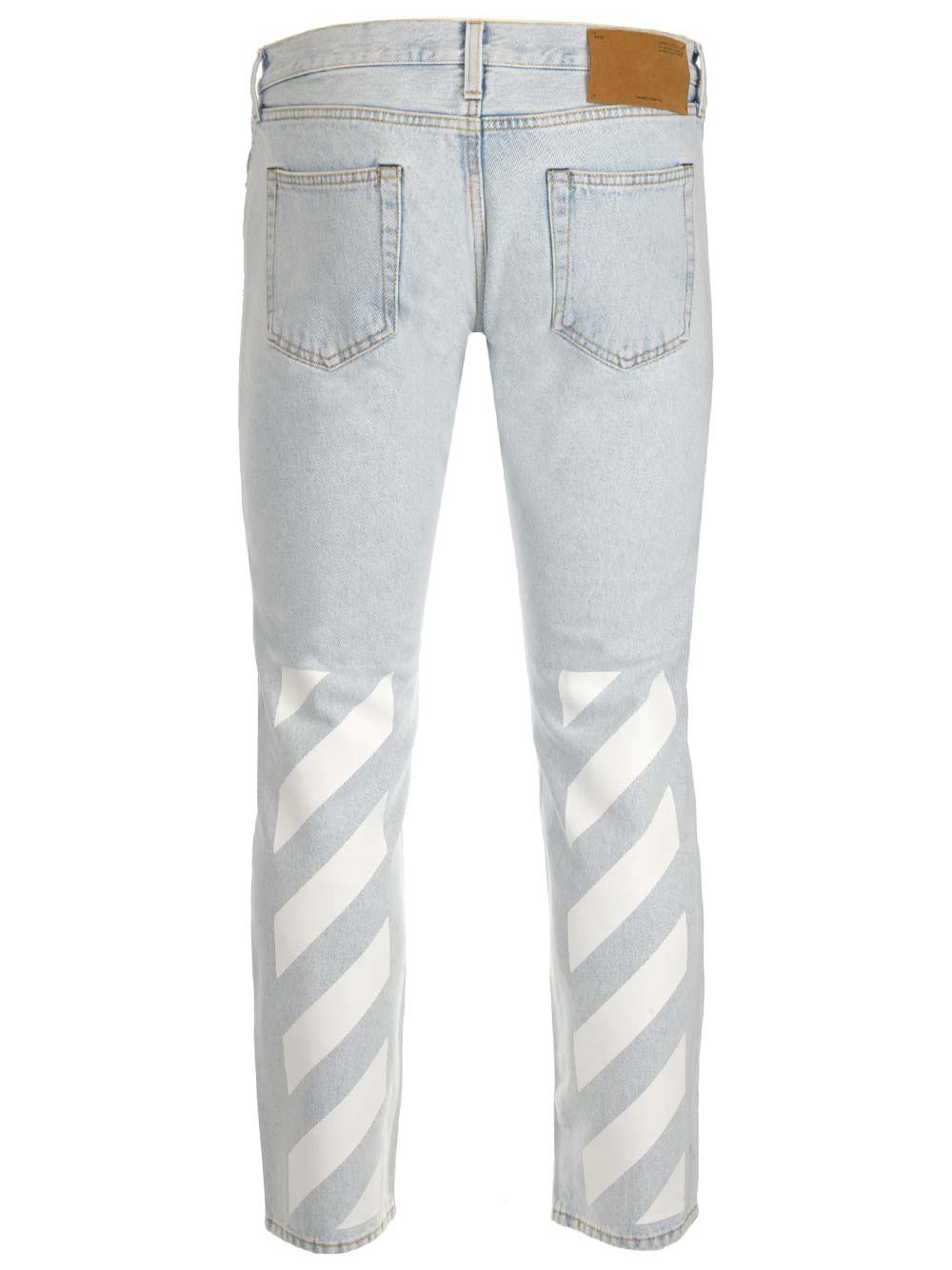 Off-White Diag-Stripe Printed Slim-Fit Jeans