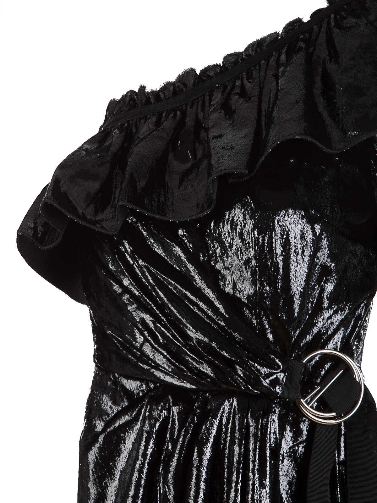 Self-Portrait Asymmetric Metallic Midi Dress