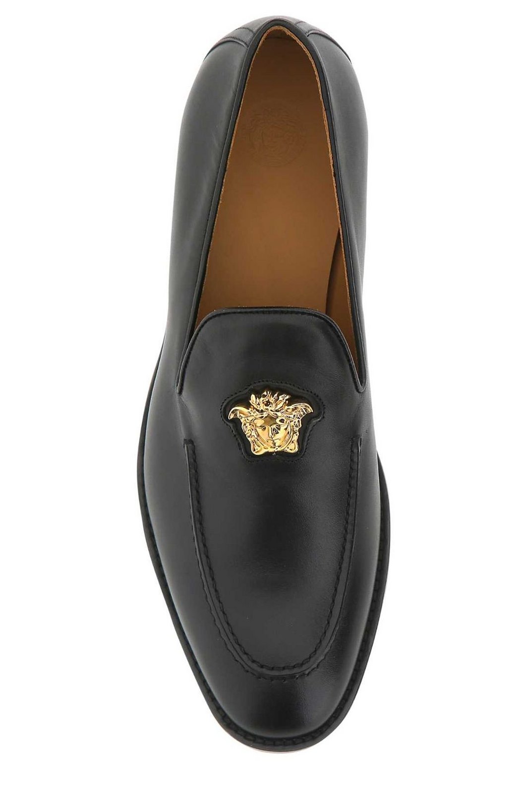 Versace Medusa Plaque Round Toe Loafers