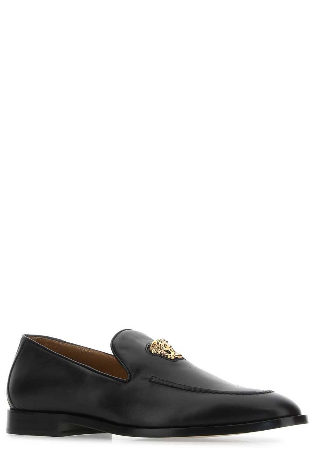 Versace Medusa Plaque Round Toe Loafers