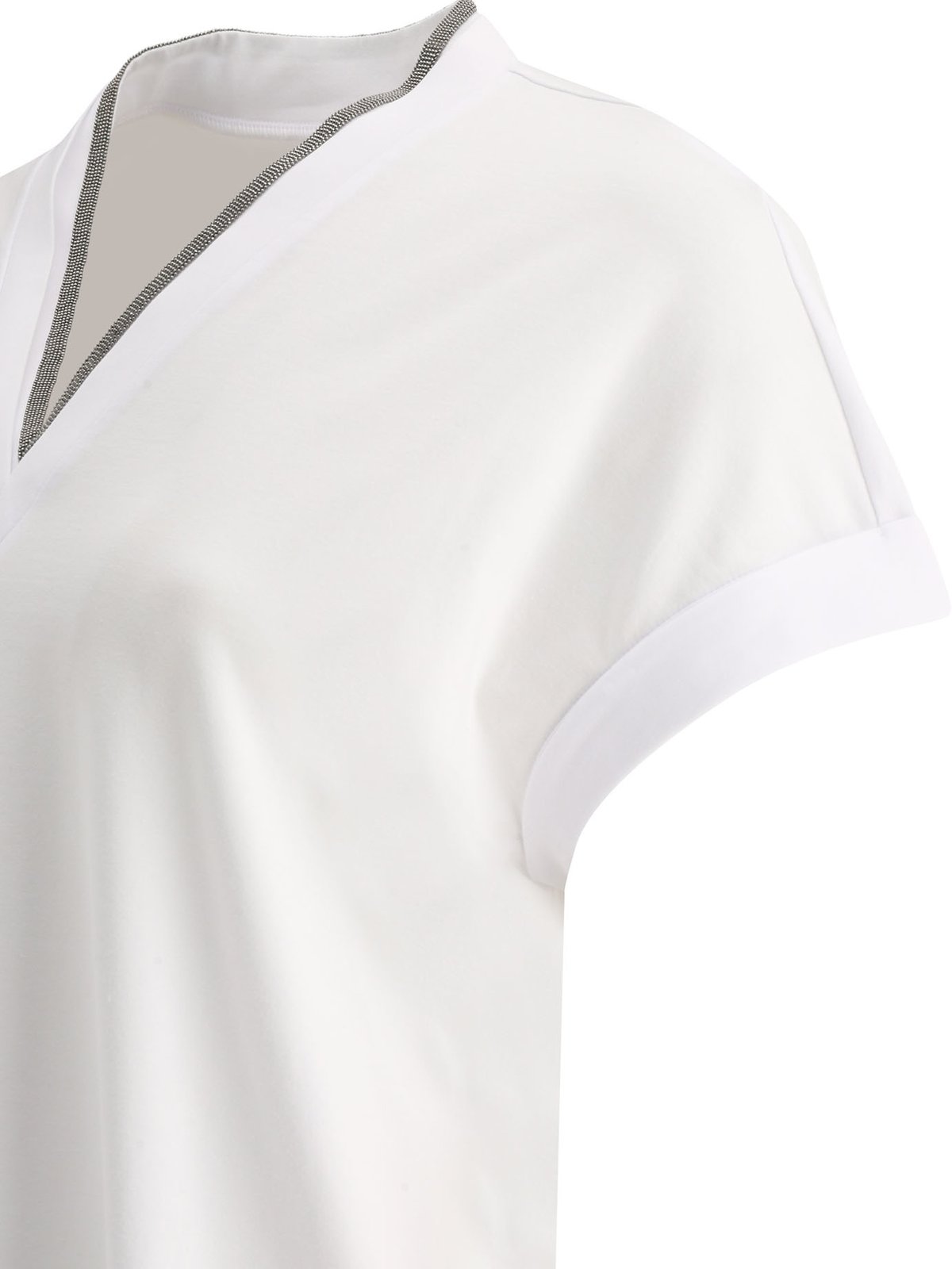 Brunello Cucinelli Embellished V-Neck T-Shirt