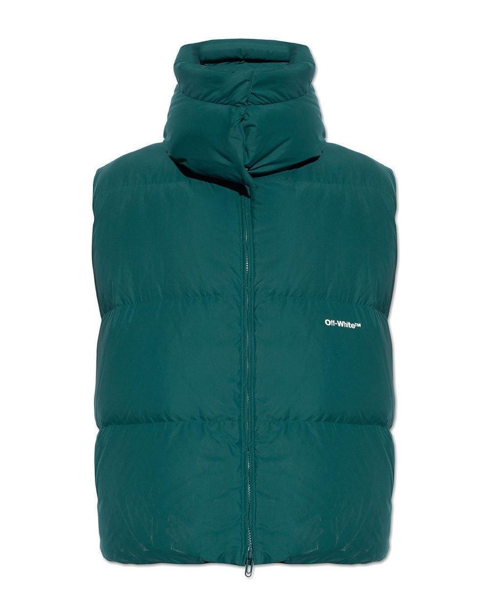 Off-White Logo Printed Zip-Up Padded Vest 2 Off-White Logo Printed Zip-Up Padded Vest