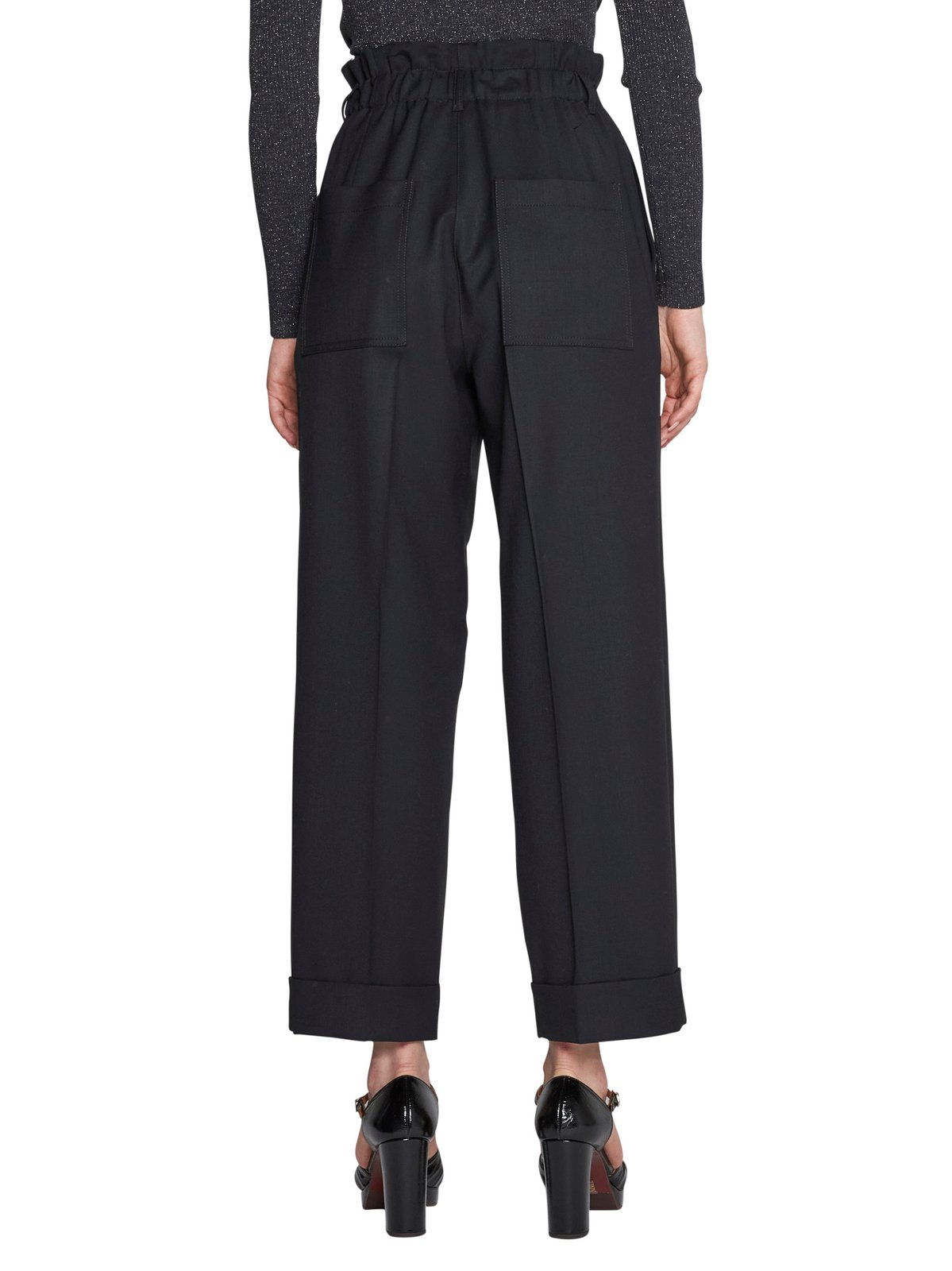 P.A.R.O.S.H. Paperbag Waist Straight Leg Trousers