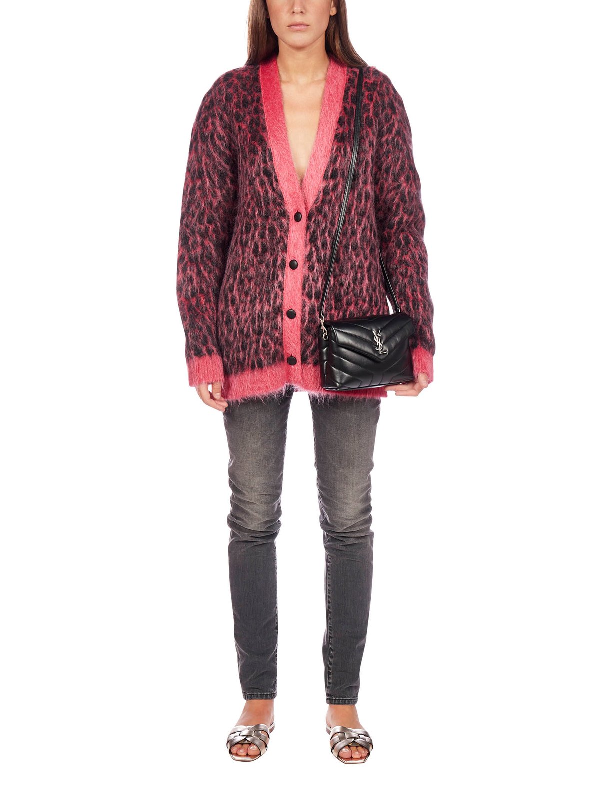 Saint Laurent Leopard Knitted Cardigan