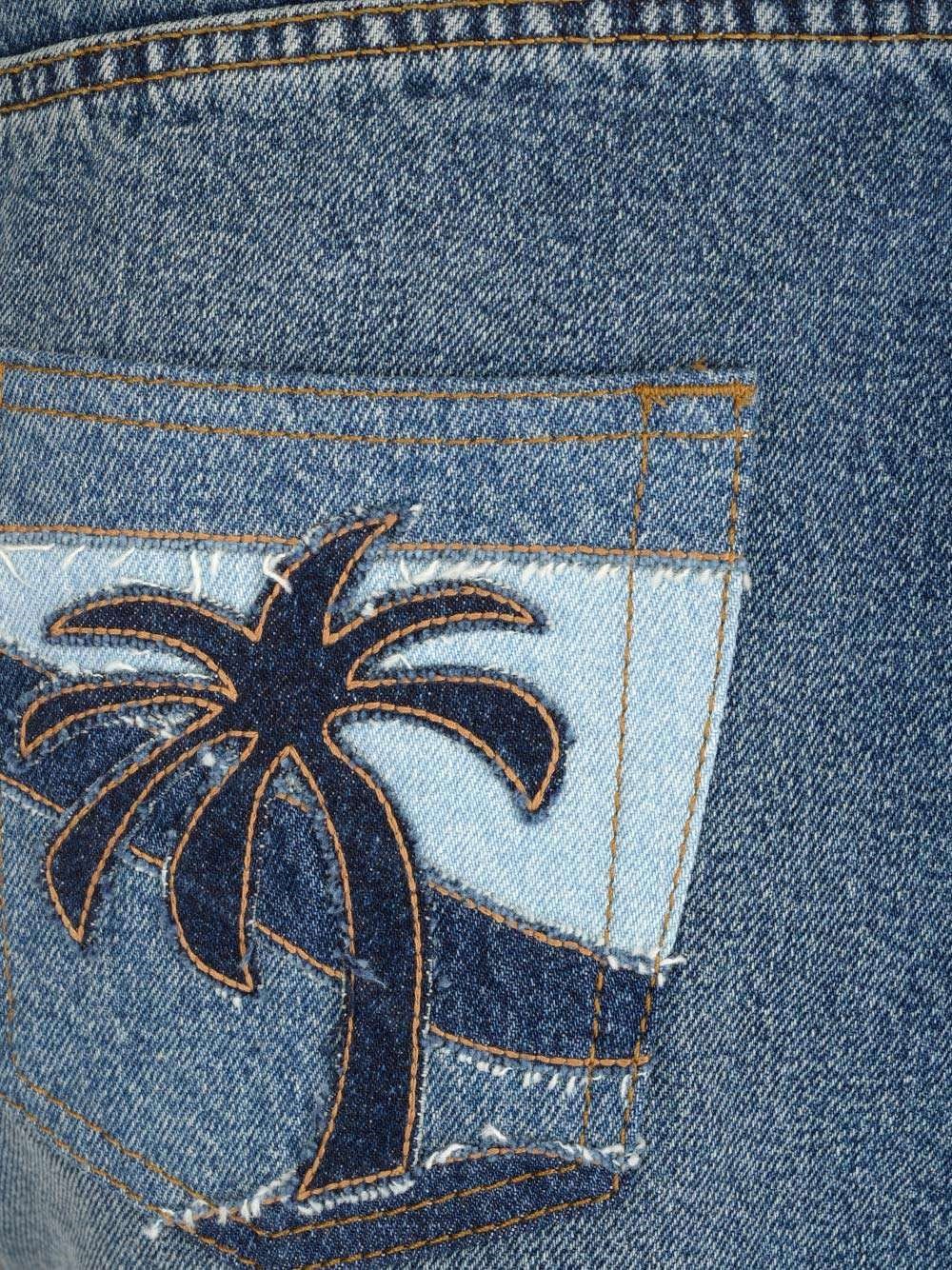 Palm Angels Embroidered Denim Shorts