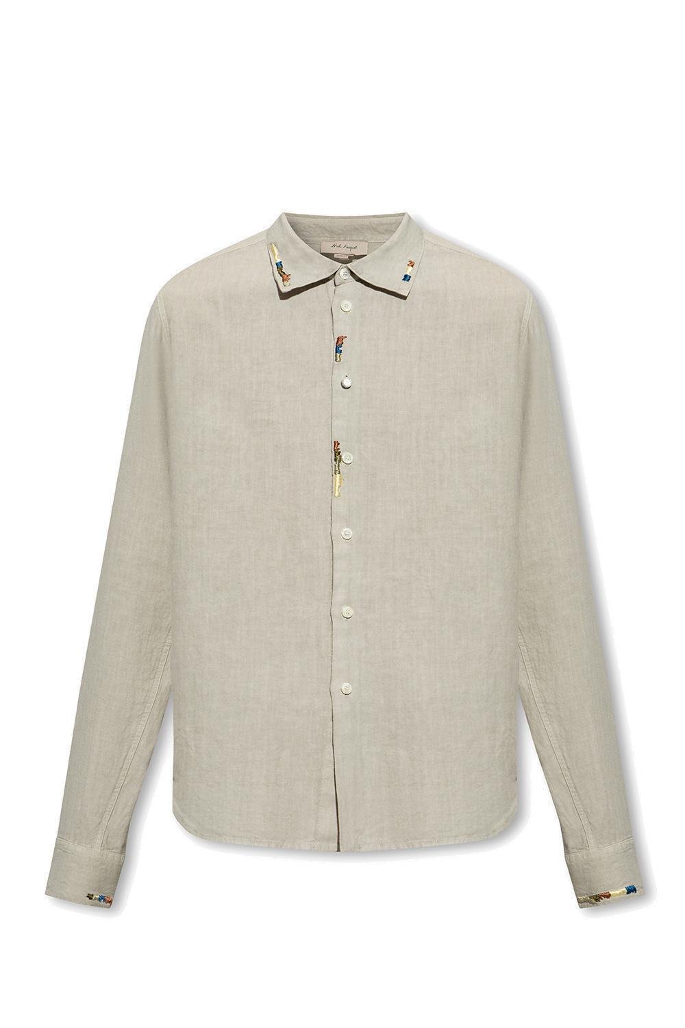 Nick Fouquet Embroidered Collared Button-Up Shirt