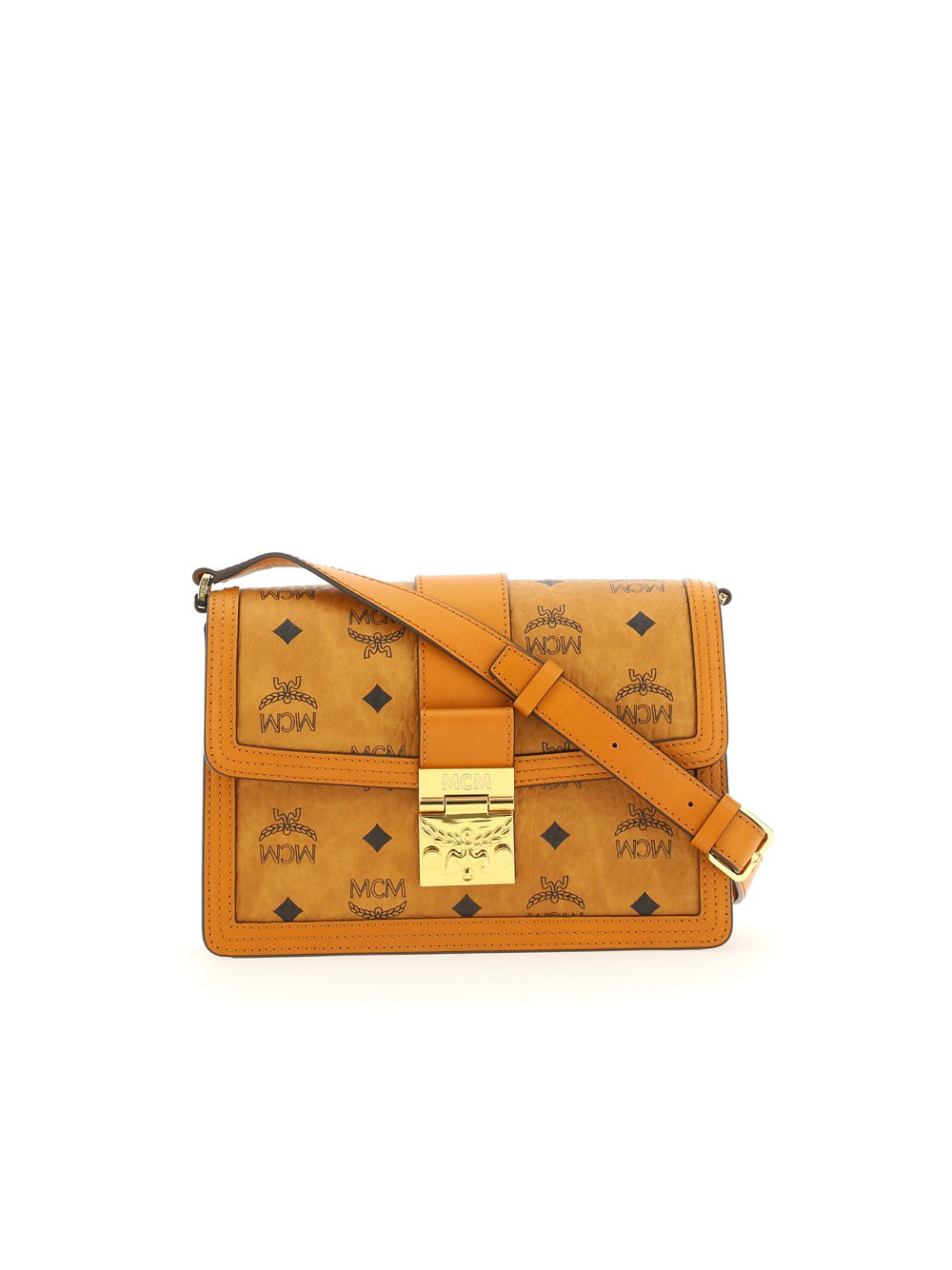 MCM Logo Printed Foldover Top Crossbody Bag