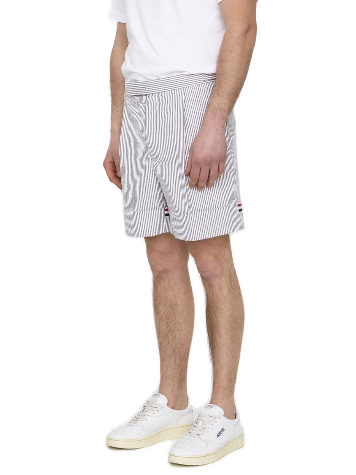 Thom Browne Striped Seersucker Cuff Shorts 1 Thom Browne Striped Seersucker Cuff Shorts
