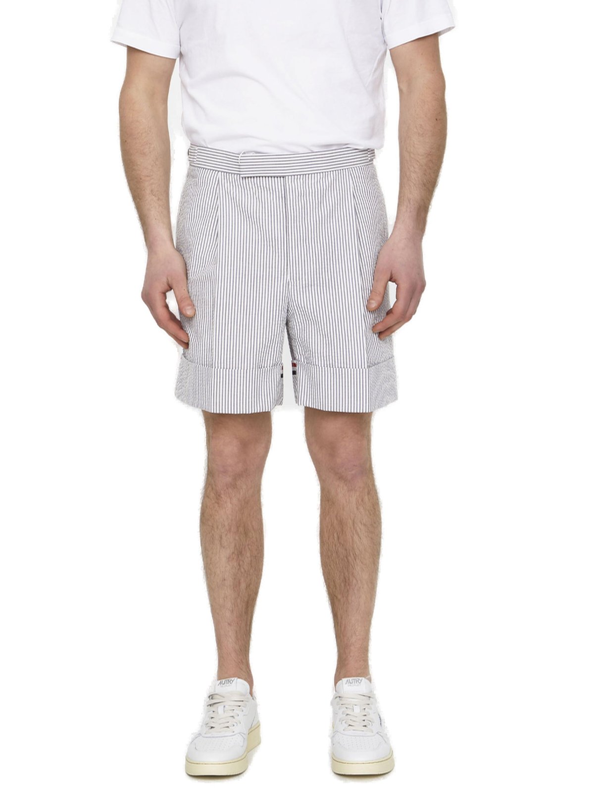 Thom Browne Striped Seersucker Cuff Shorts 2 Thom Browne Striped Seersucker Cuff Shorts