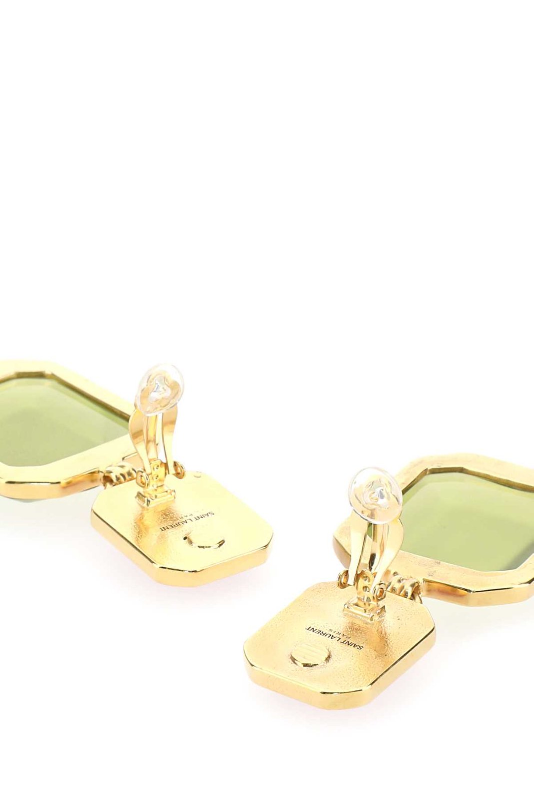 Saint Laurent Octagon Logo Engraved Earrings 1 Saint Laurent Octagon Logo Engraved Earrings