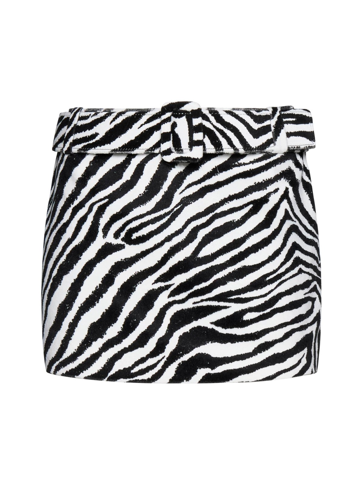 Alessandra Rich Zebra Printed Belted Mini Skirt
