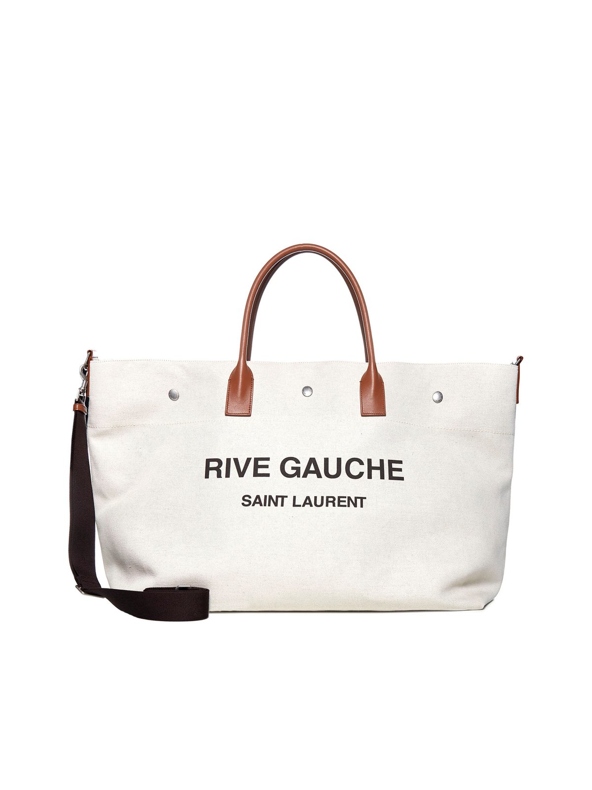 Saint Laurent Rive Gauche Logo Printed Maxi Tote Bag