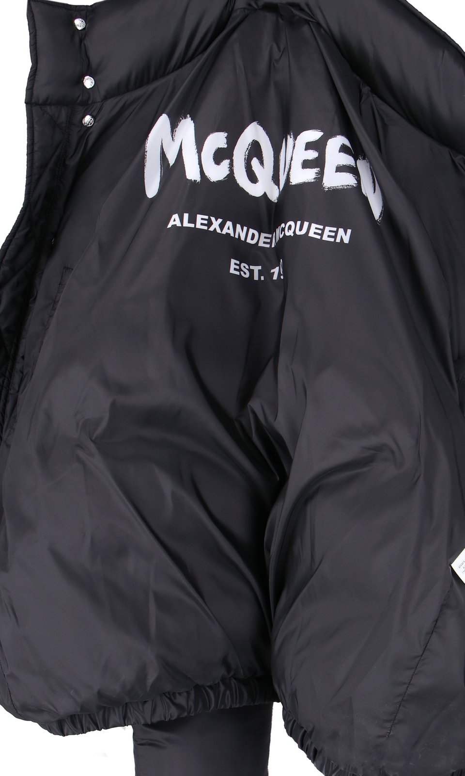 Alexander McQueen Graffiti-Printed High-Neck Puffer Jacket