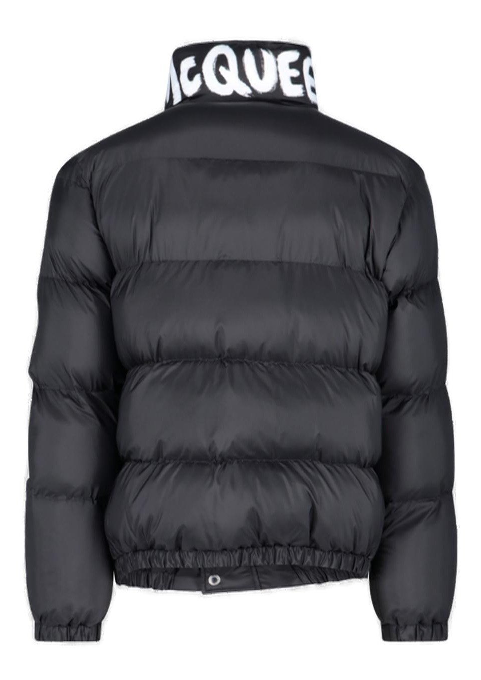 Alexander McQueen Graffiti-Printed High-Neck Puffer Jacket