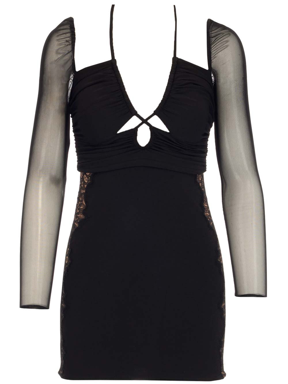 Self-Portrait Floral Embroidery Cut-Out Detailed Mini Dress