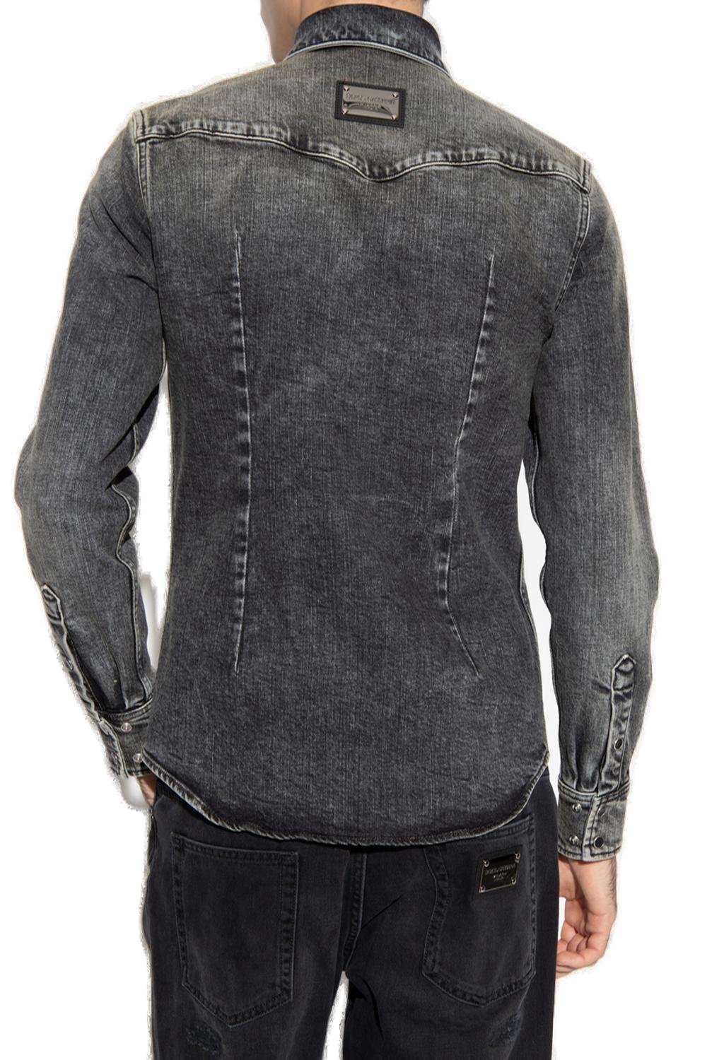Dolce & Gabbana Distressed Denim Button-Up Shirt 4 Dolce & Gabbana Distressed Denim Button-Up Shirt