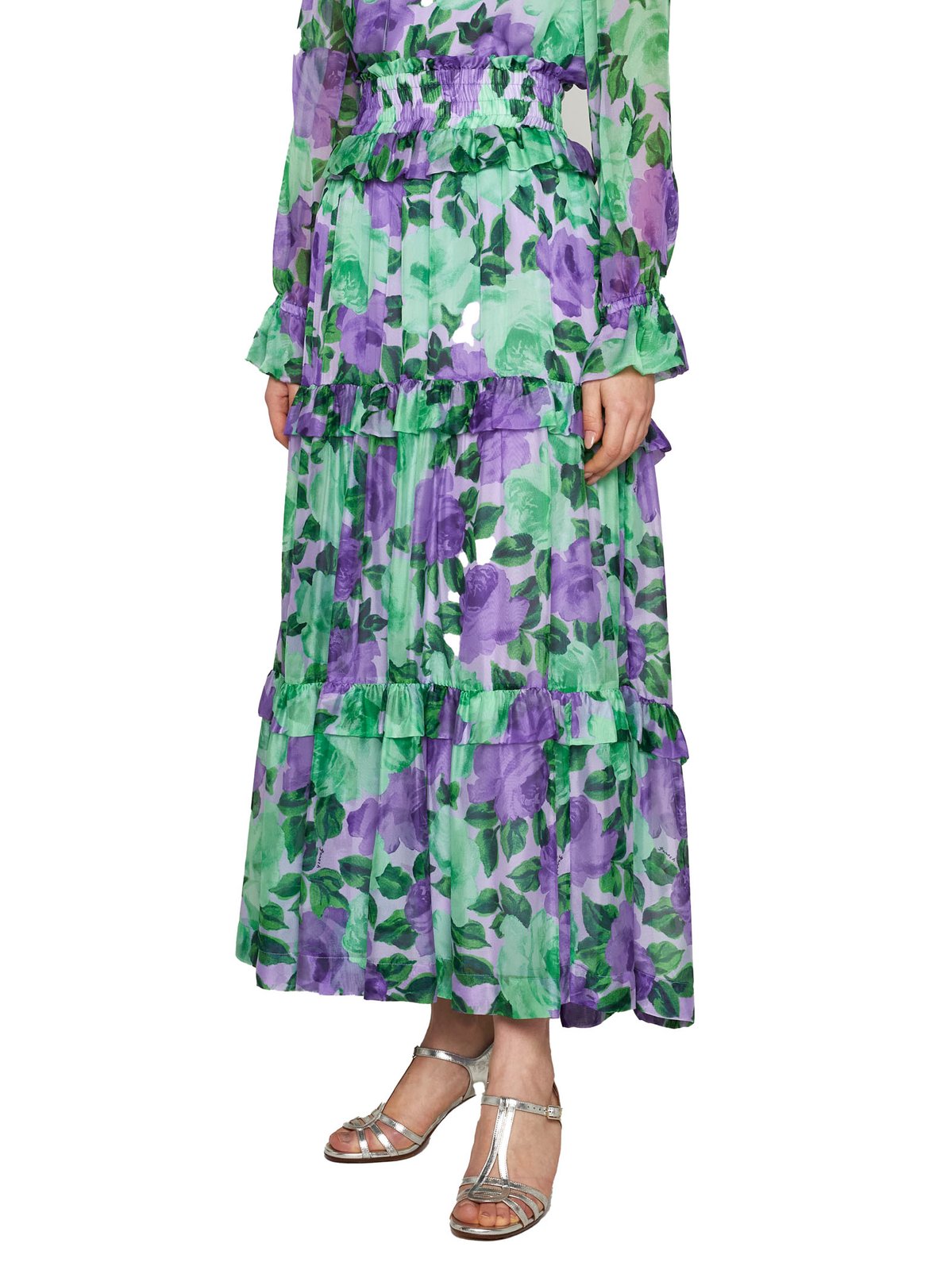 P.A.R.O.S.H. High Waist Floral Printed Maxi Skirt