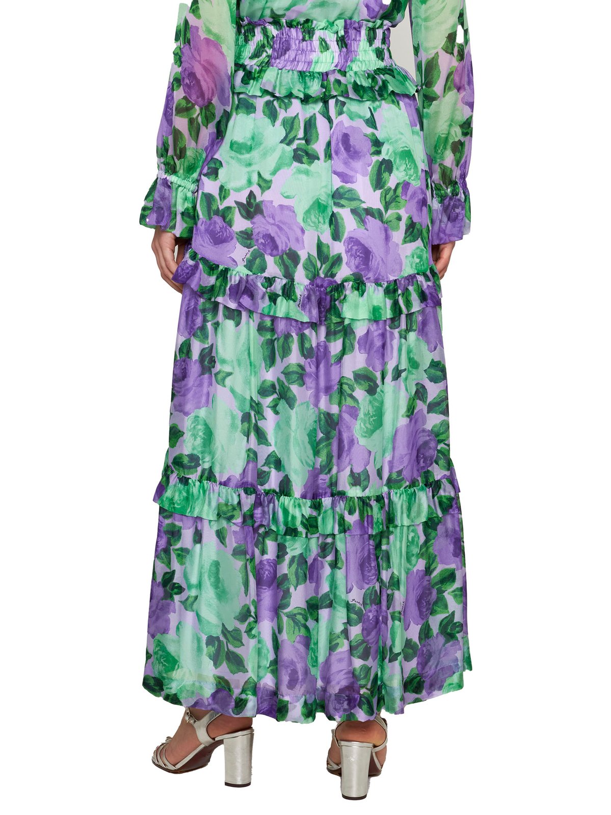 P.A.R.O.S.H. High Waist Floral Printed Maxi Skirt