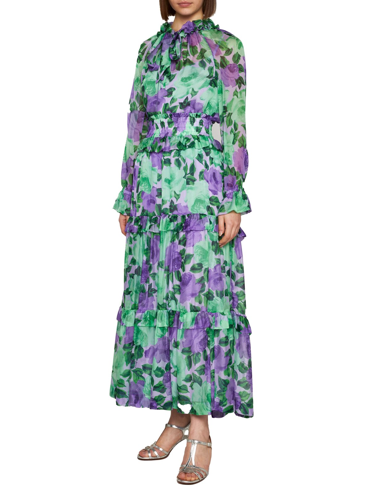 P.A.R.O.S.H. High Waist Floral Printed Maxi Skirt