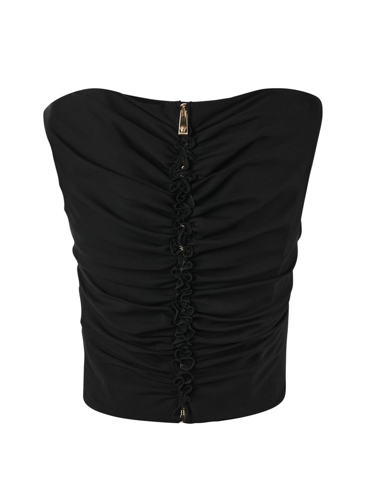 Versace Gathered Sleeveless Cropped Top