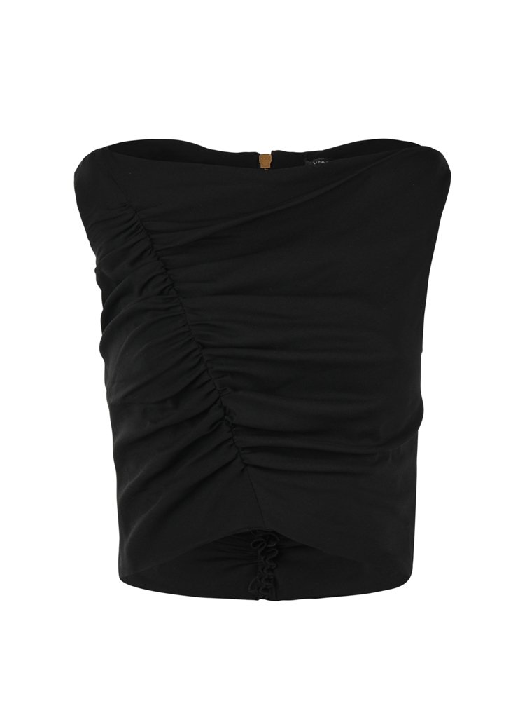 Versace Gathered Sleeveless Cropped Top