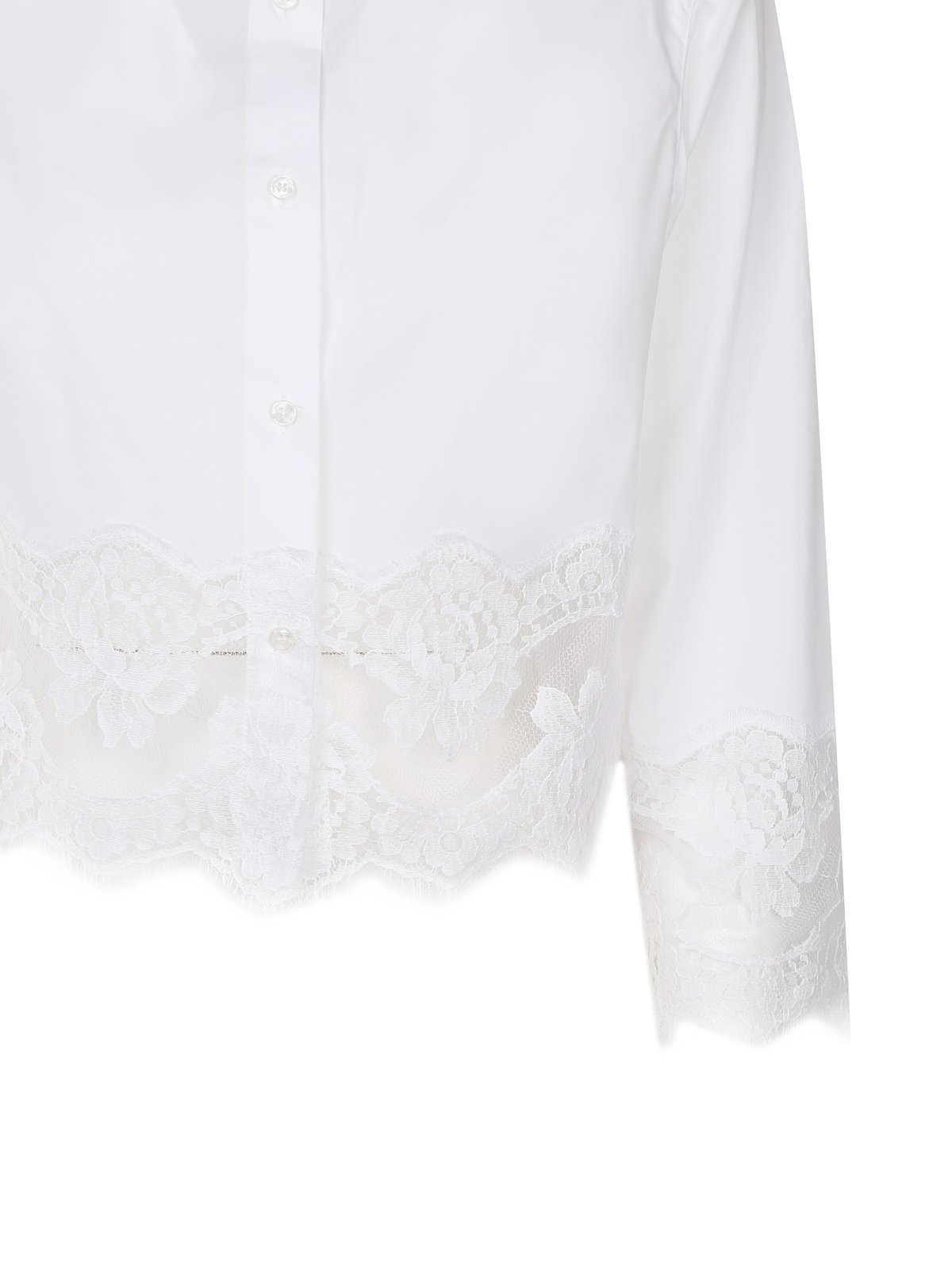 Dolce & Gabbana Lace Detailed Cropped Poplin Shirt