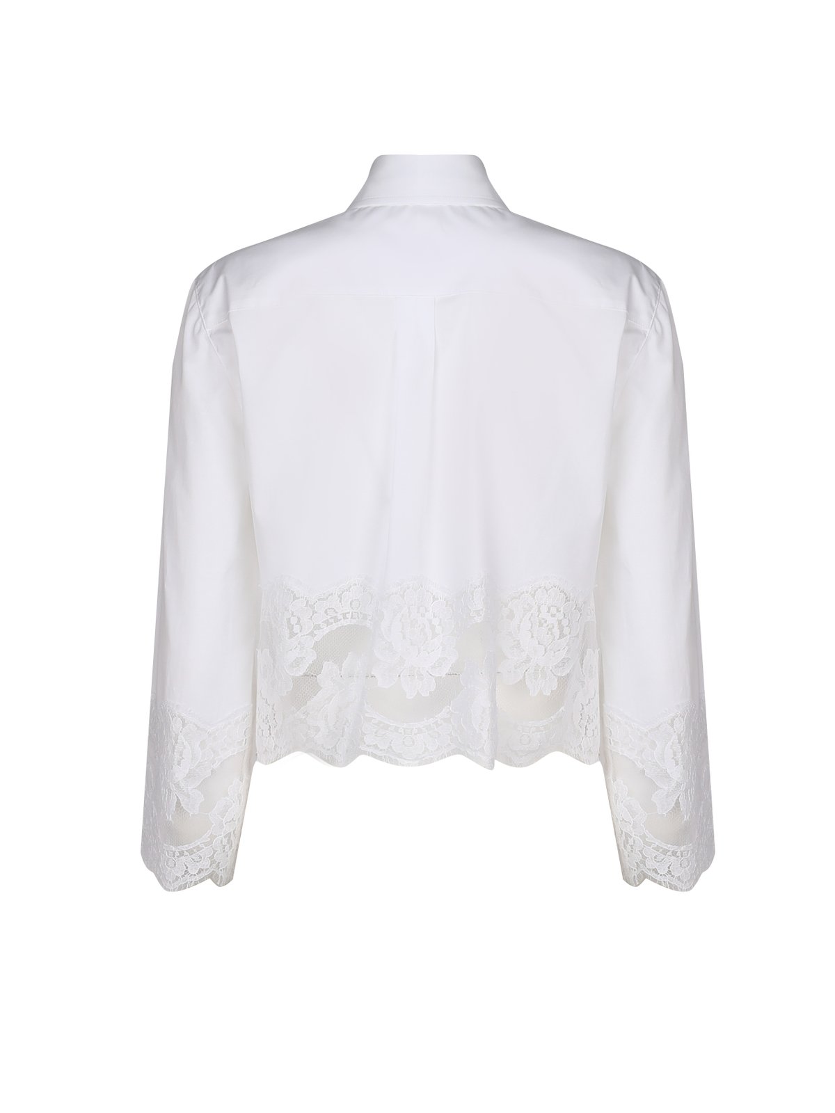 Dolce & Gabbana Lace Detailed Cropped Poplin Shirt