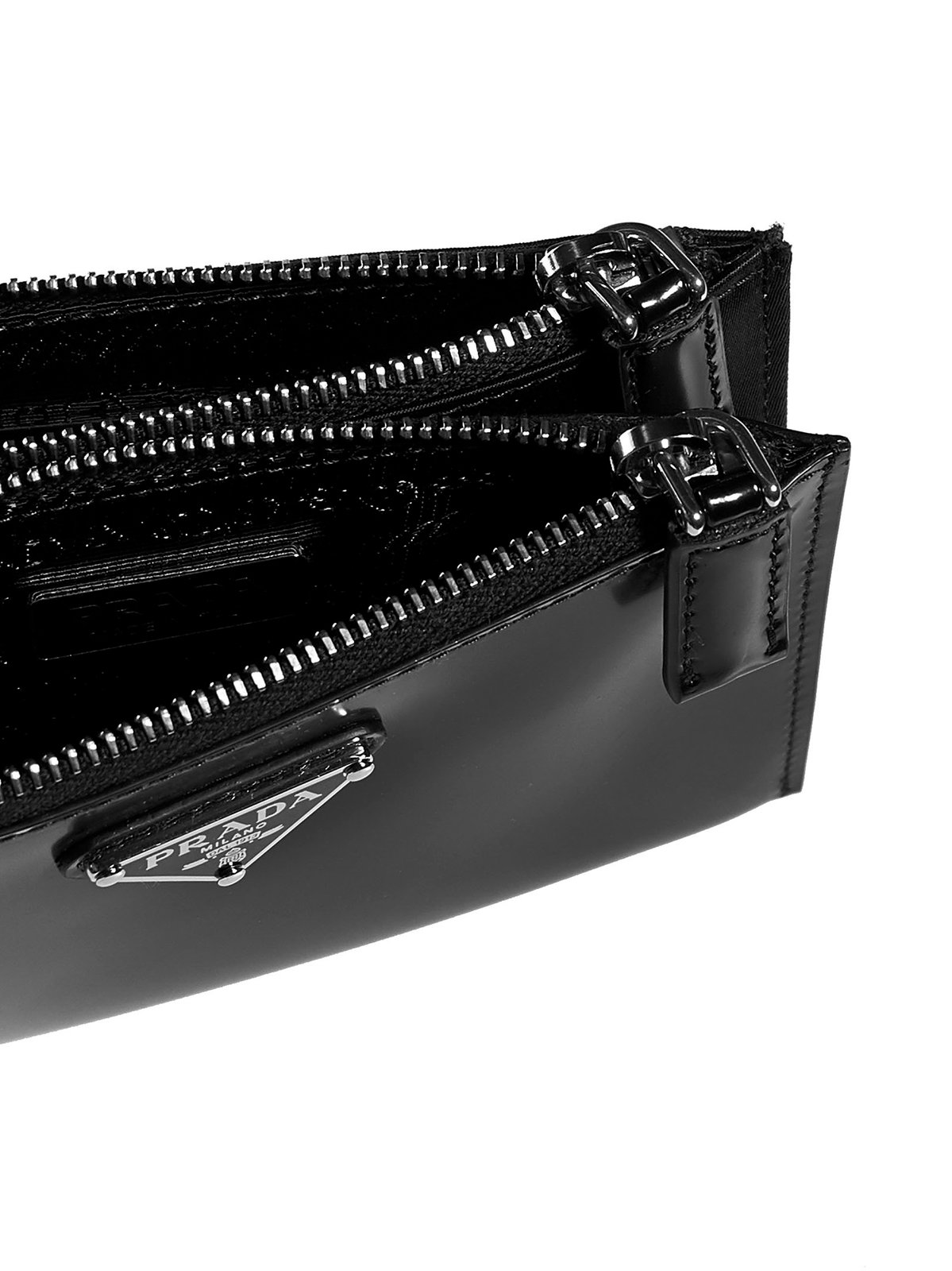 Prada Logo Plaque Zip-Up Wallet
