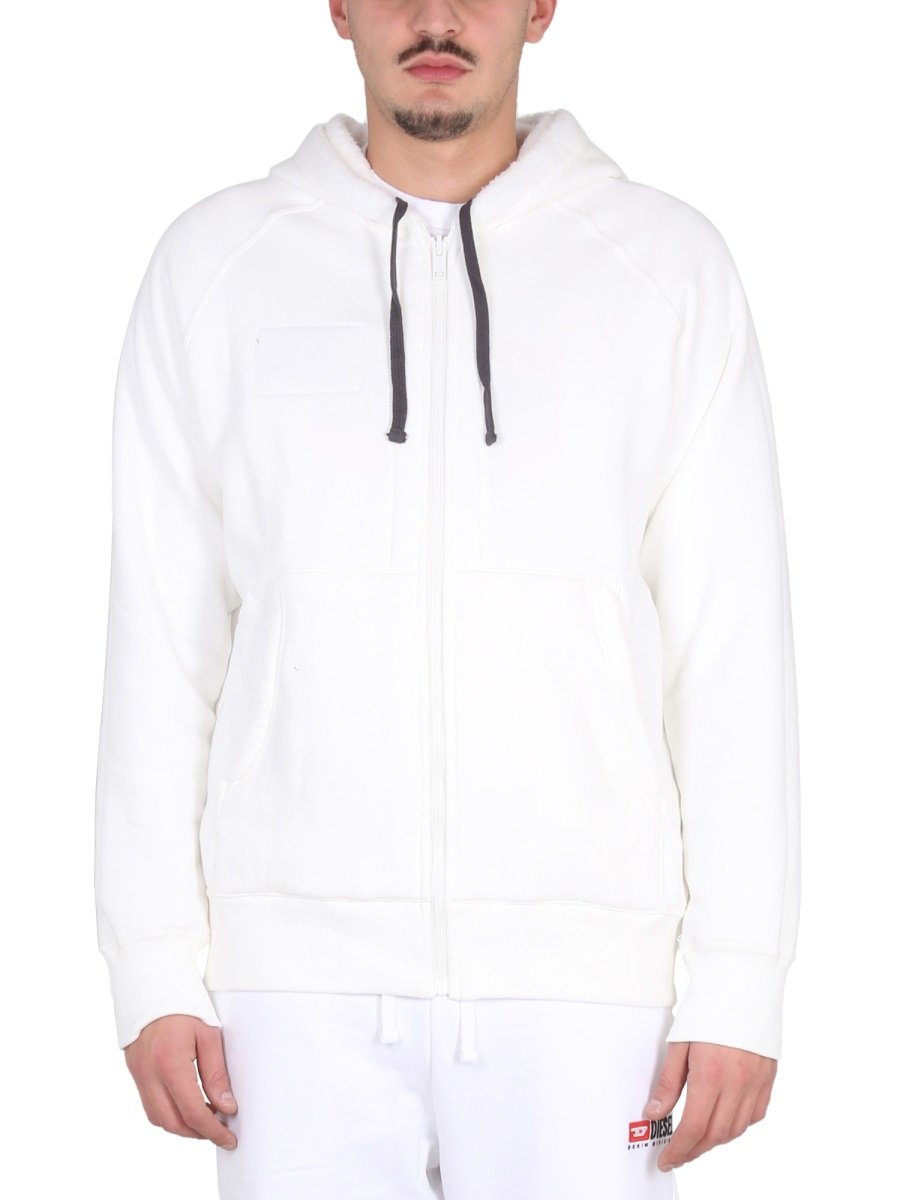 Diesel Logo Patch Drawstring Shearling Hoodie 2 Diesel Logo Patch Drawstring Shearling Hoodie