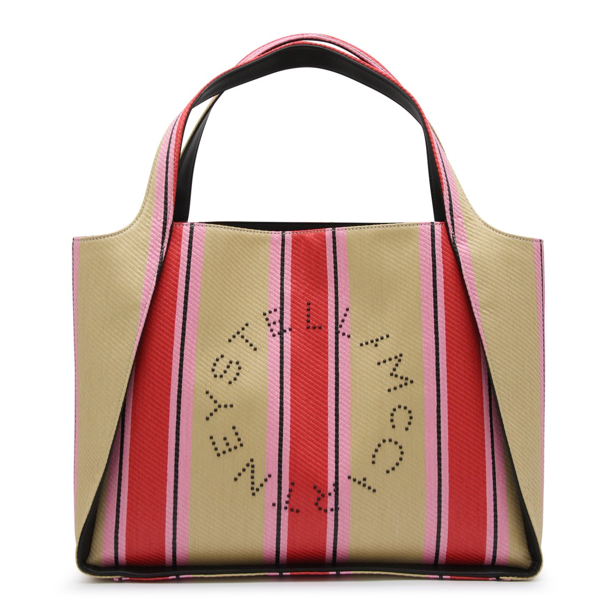 Stella McCartney gestreifte, mit Logo verzierte Einkaufstasche
