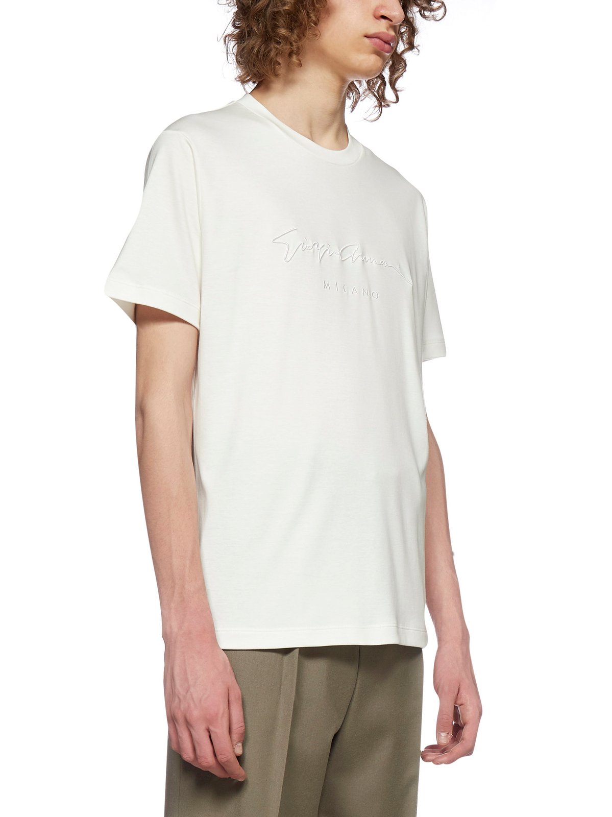 Giorgio Armani Logo Embroidered Crewneck T-Shirt