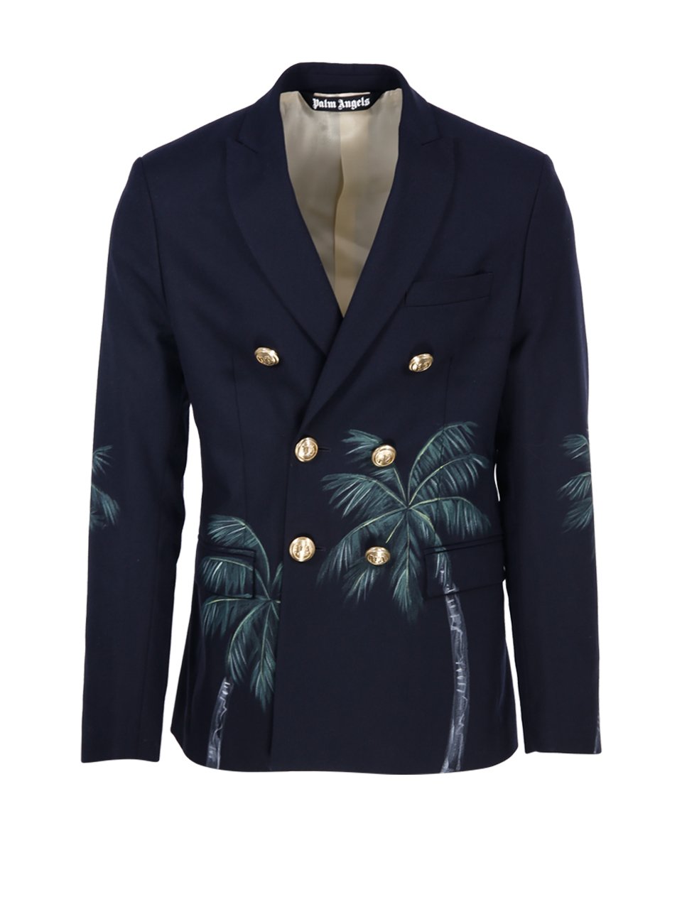 Palm Angels Palm Tree Printed Double Breasted Jacket